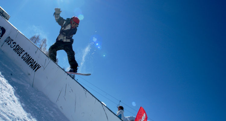 Winter vacation in South Tirol, snowboarder