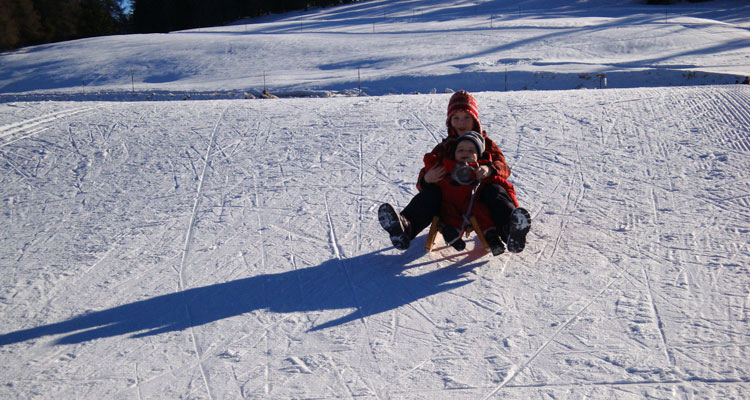 Winter vacation in South Tirol, toboggan