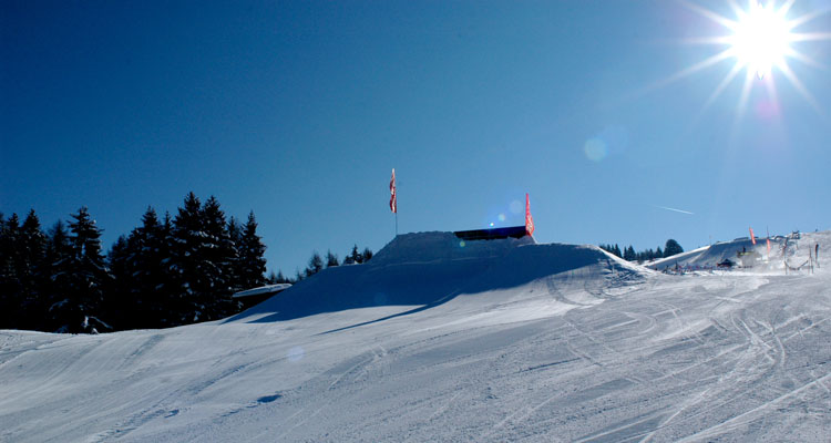 Winter vacation on the Seiser Alm, jump